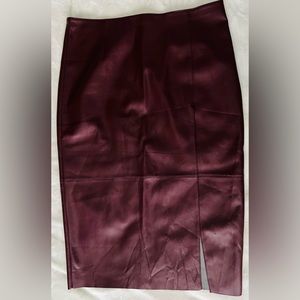 Forever 21 + Burgundy Midi High Split Skirt - Size 1X